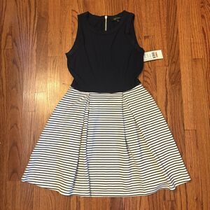 KAREN KANE Sleeveless Striped Fit & Flare Dress- Size S